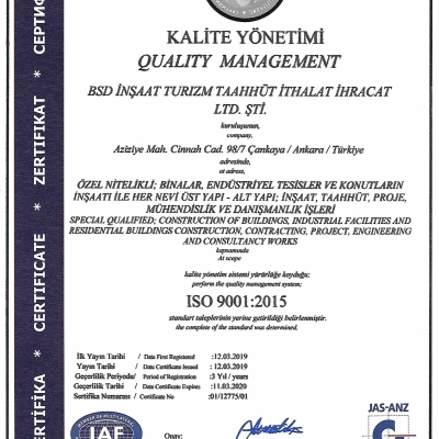 Bsd İnşaat Sertifikaları